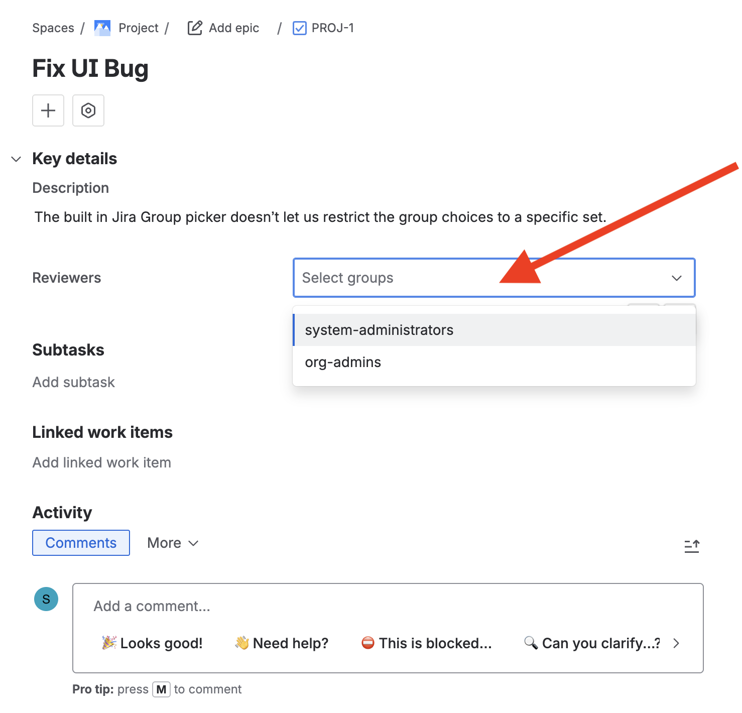filtered-group-picker-issue-view